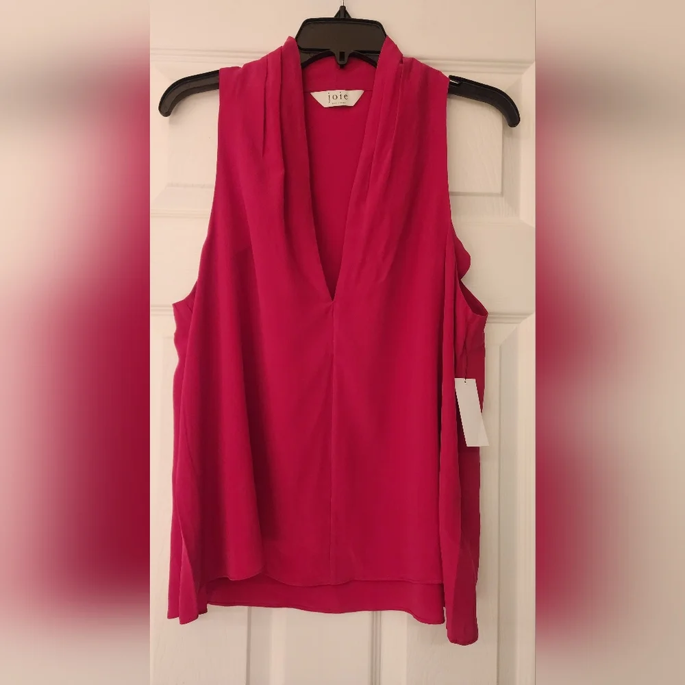 JOIE OCANA sleeveless V-neck blouse in deep Fucia Size Medium - Picture 3 of 8